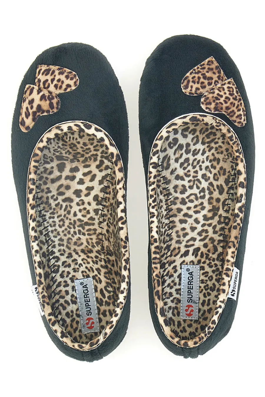 Donna SUPERGA Pantofole nere con dettagli animalier e cuori S41S598