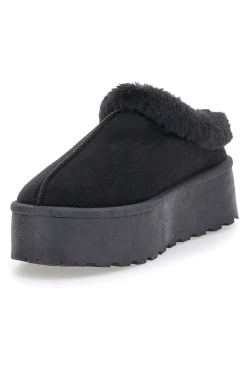PITTARELLO LOVE Pantofole Sabot nere con pelo con platform PK1913A SCHWARZ Hot