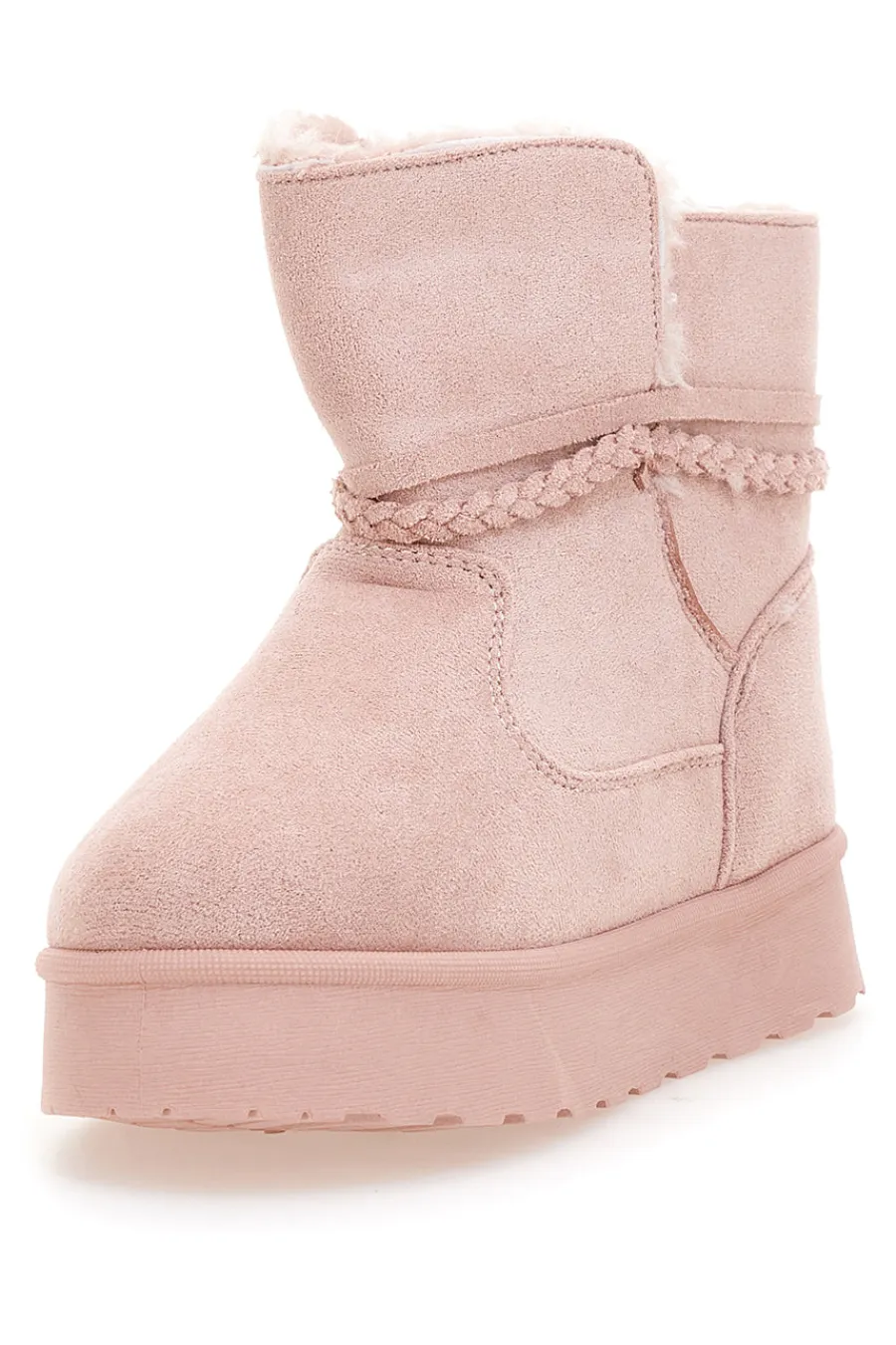GRAZIE GIRL Pinkfarbene Stiefeletten mit Glitzerherz und warmem Fellfutter