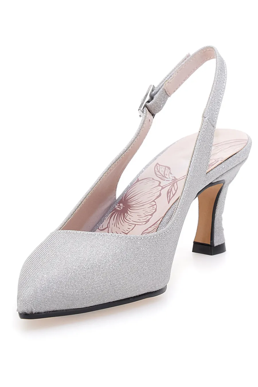 PITTARELLO ROMANTIC 546 ne Glitzer-Slingback-Pumps SILBER Online