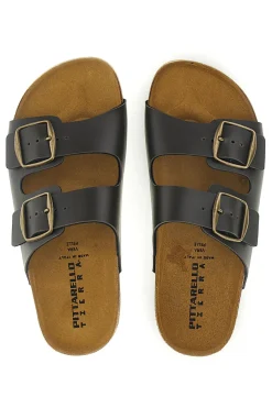 PITTARELLO TIERRA 3A20630SR doppelter Riemen dunkelbraun Hausschuhe TESTA DI MORO Best