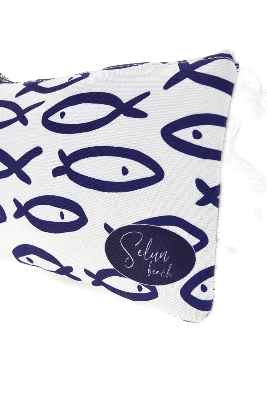 Donna SELUN BEACH Pochette Mare Bianca con Stampa Pesci SUI 261021