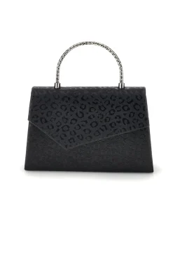 Donna NBG Pochette nera con texture all over e catena SERA/3488