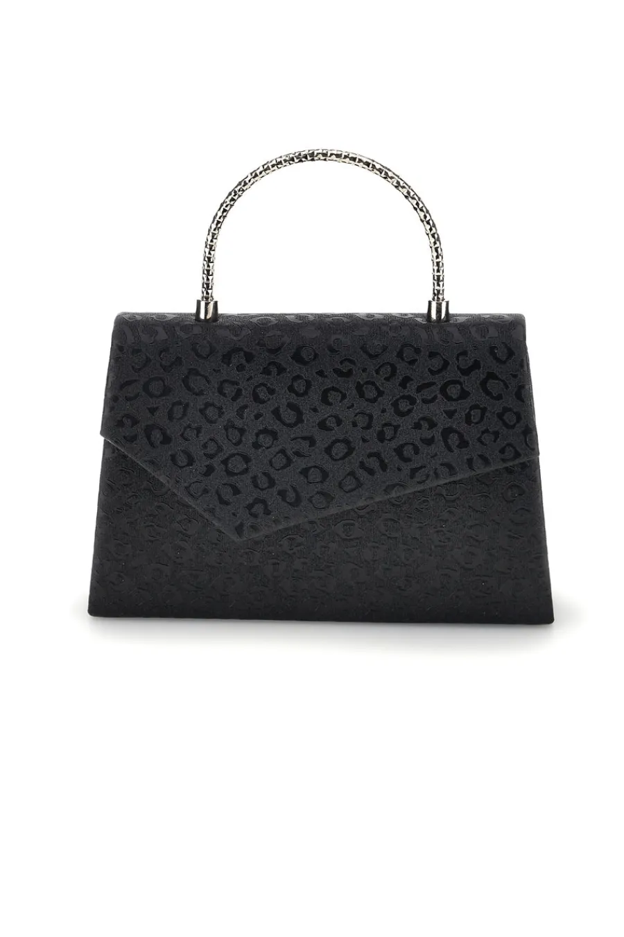Donna NBG Pochette nera con texture all over e catena SERA/3488
