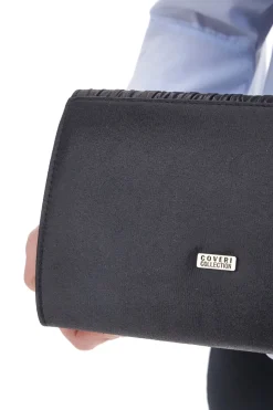 Donna COVERI Pochette Nera Satinata con Tracolla Collection 0189