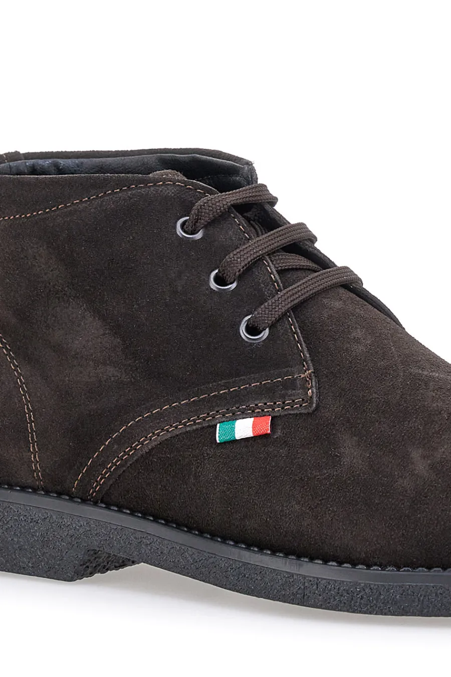 Uomo PITTARELLO Polacchini marroni in camoscio con bandierina tricolore 2810