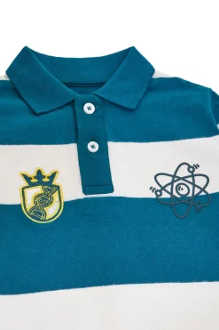 PITT KIDS Polo a righe ottanio e bianche in cotone PT-KL-023