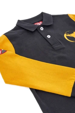 PITT KIDS Polo nera con maniche gialle a contrasto PT-PL-011