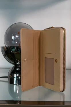 LANCETTI Portafoglio beige traforato con zip e portadocumenti LANCER67