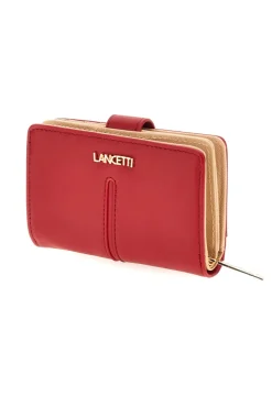 LANCETTI Portafoglio Compatto Rosso con Logo Dorato LL26S-509-8