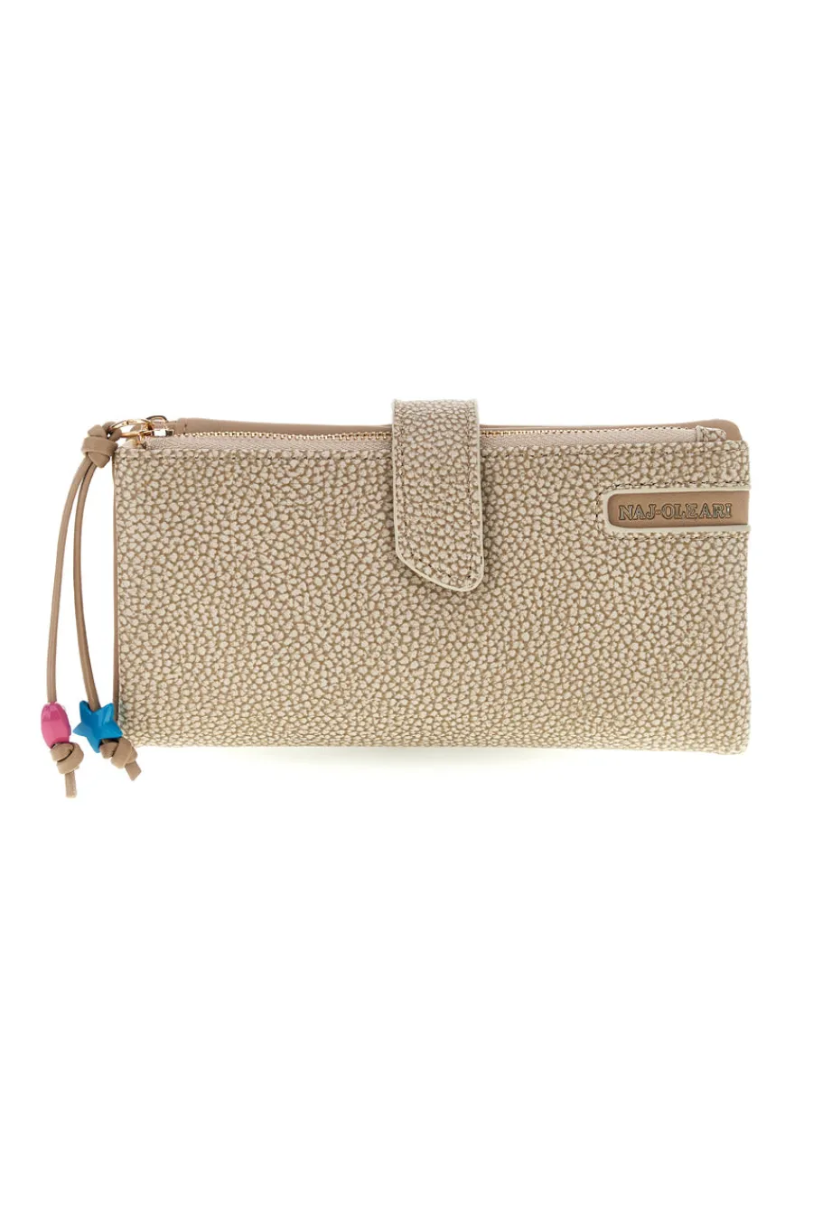 NAJ OLEARI Portafoglio crema con texture stampata e chiusura con patta Naj-oleari 2529/BOBA14