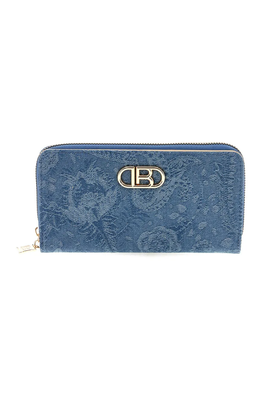 LAURA BIAGIOTTI Portafoglio Lungo Blu con Texture Floreale e Zip LB26S-506-67