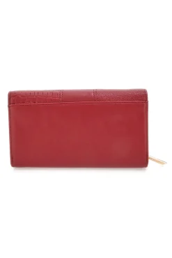 LANCETTI Portafoglio rosso con texture animalier e dettagli dorati LL25W-501-68