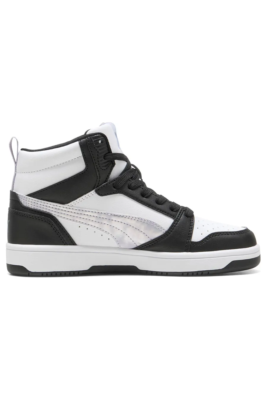 PUMA Rebound V6 Mid Space Belle Jr – Schwarze und weiße High-Top-Sneaker mit schillernden Details WEIß, SCHWARZ Sale