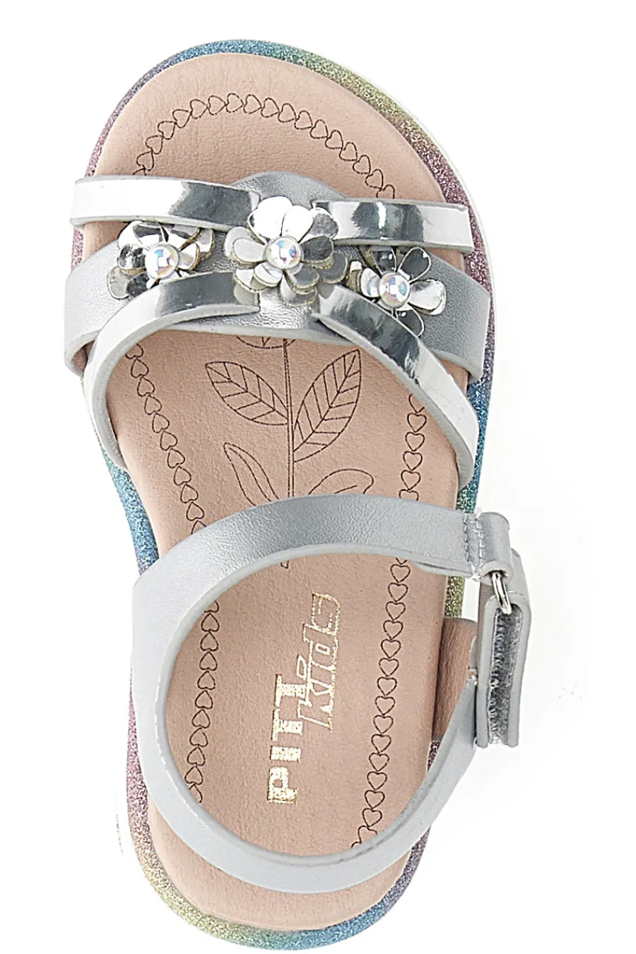 PITT KIDS Sandali argento con fiori gioiello 39G17S