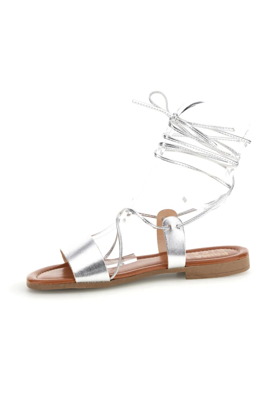 PRIMA RIGA Sandali argento in vera pelle con lacci 711BIS New