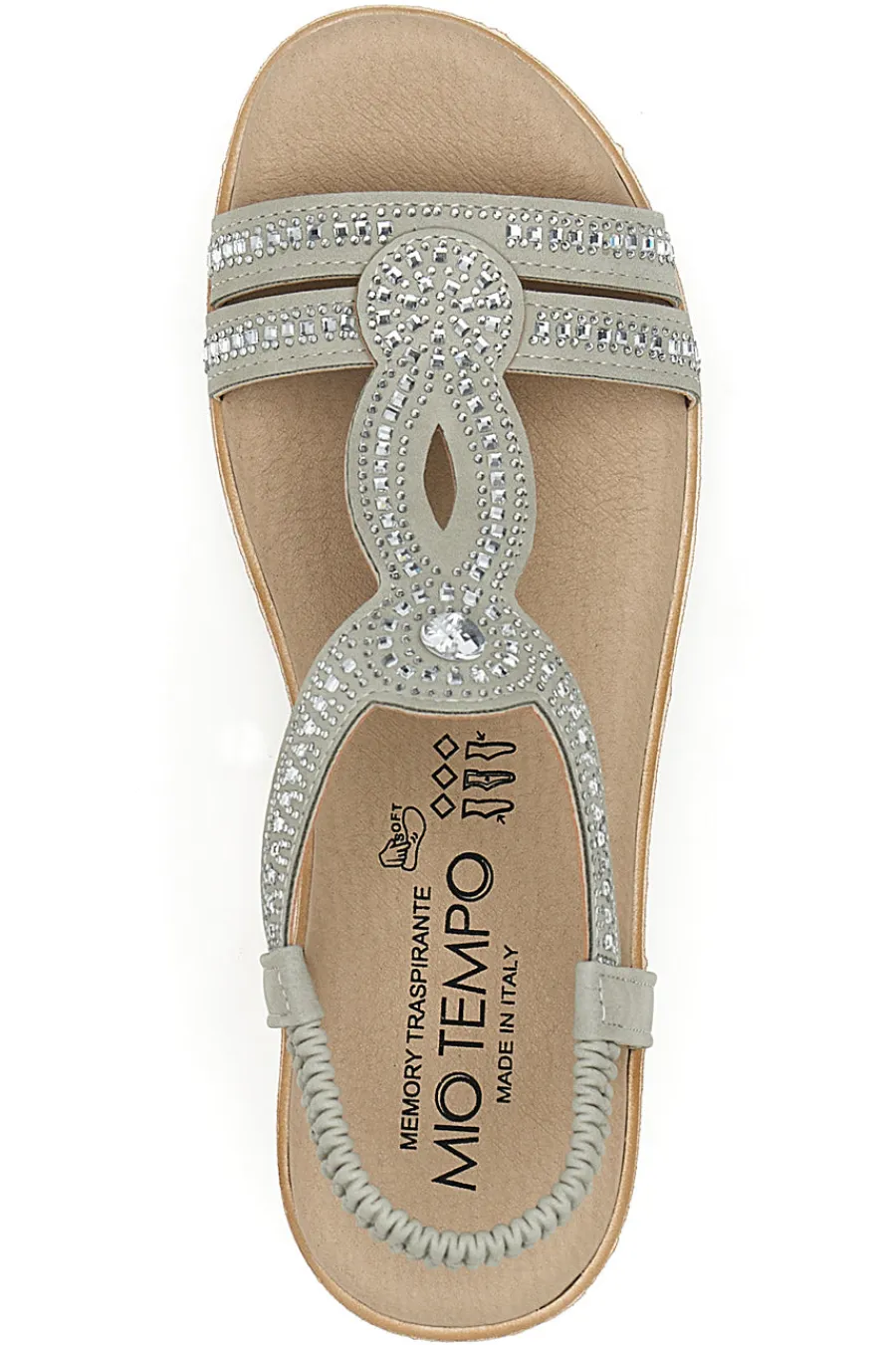 MIO TEMPO Sandali bassi con strass LR253420 GHIACCIO Outlet