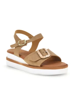 PRIMA RIGA Sandali con cinturino alla caviglia e fibbia M215 BEIGE Clearance