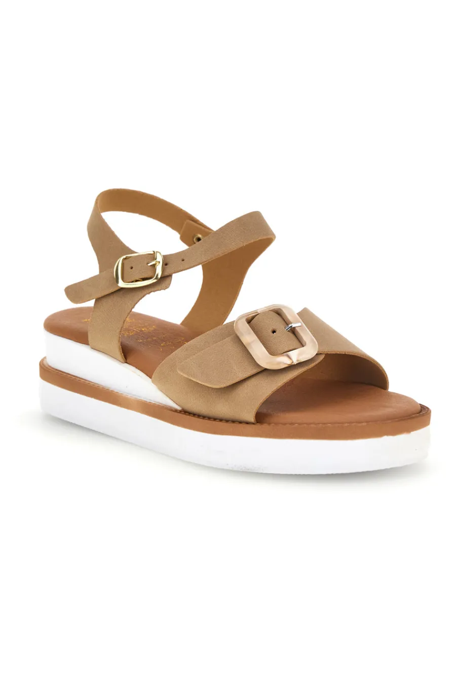 PRIMA RIGA Sandali con cinturino alla caviglia e fibbia M215 BEIGE Clearance