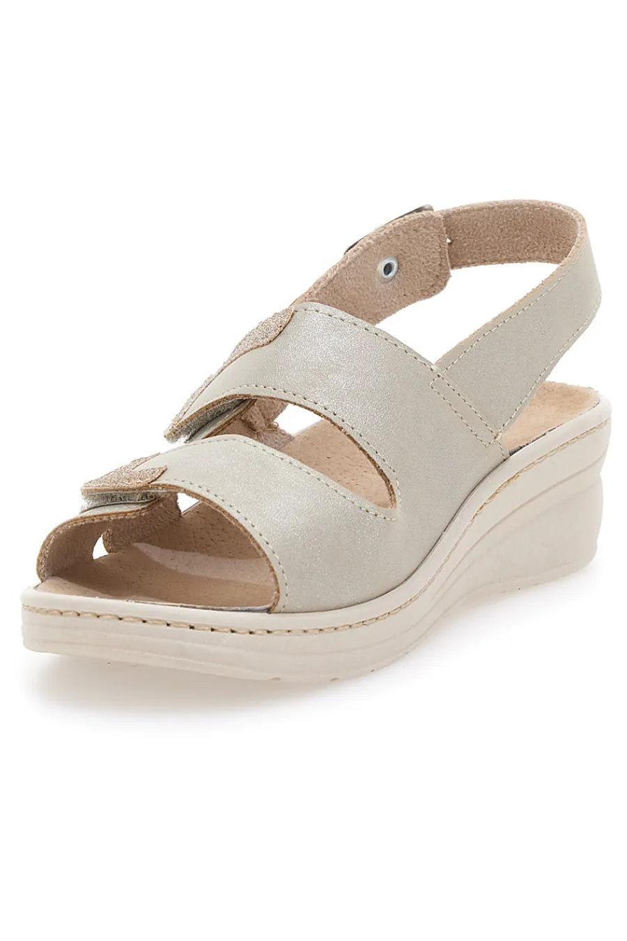 PRIMA RIGA Sandali Beige con Cinturino e Sottopiede in Pelle 183 Hot
