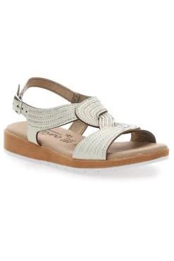 MIO TEMPO Sandali beige con fasce incrociate e strass LR2429 Outlet