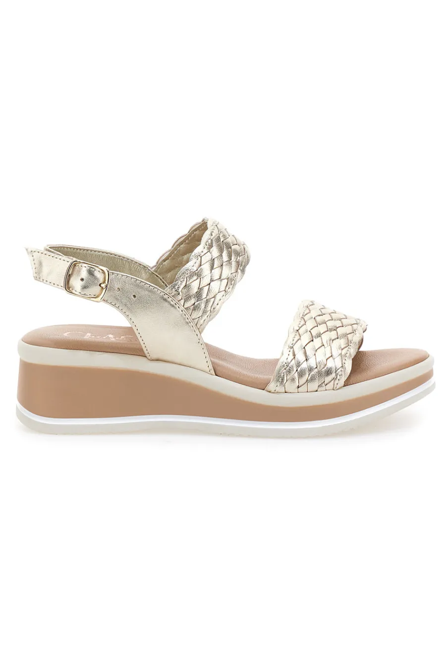 PITTARELLO CLASS Sandali beige con intrecci brillanti e zeppa bassa 12277 Sale