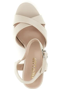 FIRST LADY Sandali beige con plateau e tacco largo P712 Online