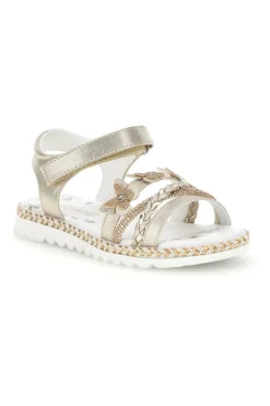 GRAZIE GIRL Sandali beige con strappo in velcro e applicazioni floreali 15022