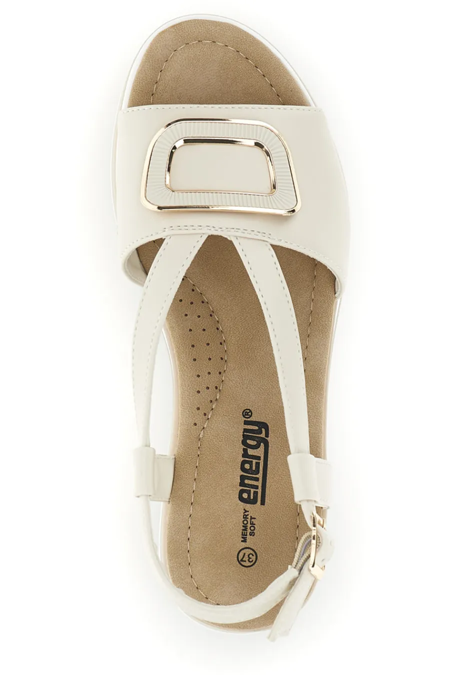 ENERGY Sandali Beige con zeppa e fibbia decorativa E474 Clearance