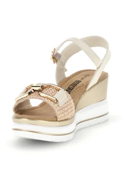 ENERGY Sandali Beige con zeppa e fibbia decorativa E430 New