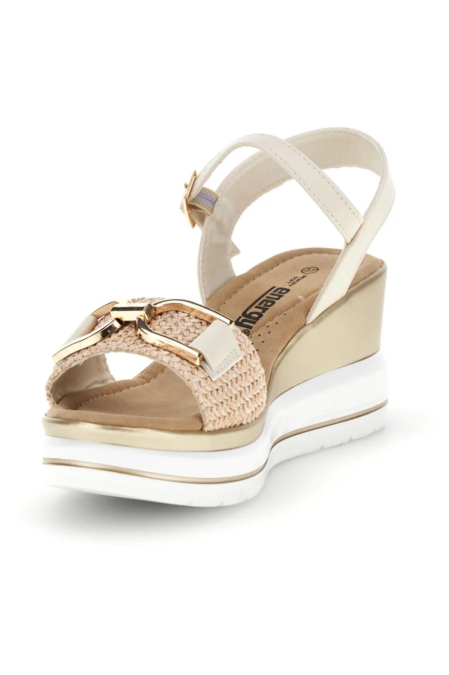 ENERGY Sandali Beige con zeppa e fibbia decorativa E430 New