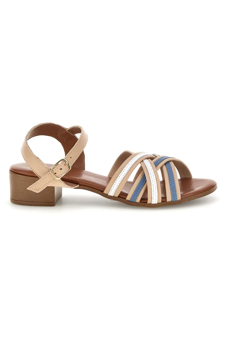 PITTARELLO LOOK Sandali in pelle con tacco basso e listini 243110 BEIGE Outlet