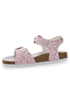 PITT KIDS Sandali bianchì con fantasia rosa con fibbie regolabili 14503