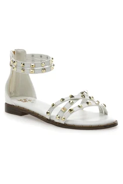 ME u0026 ME Sandali bianchi con borchie e doppio cinturino Me & Me 1662 BIANCO/PLATINO Sale