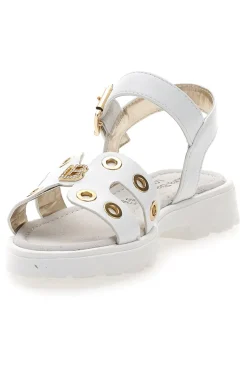 LAURA BIAGIOTTI Sandali bianchi con borchie oro e suola chunky AG172863