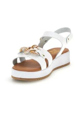 PRIMA RIGA Sandali bianchi con catena decorativa P335 Discount