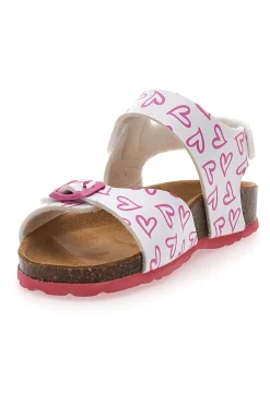 PITT KIDS Sandali bianchi con cuori rosa e fibbie regolabili 45289GLO