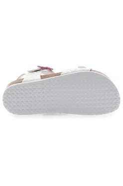 PITT KIDS Sandali bianchi con dettagli iridescenti e fibbie rosa 14505