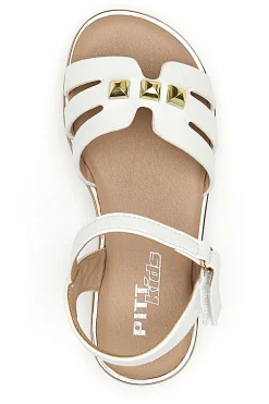 PITT KIDS Sandali Bianchi Con Dettagli Oro 392427
