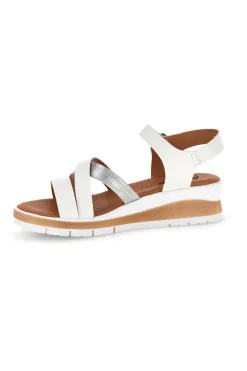 BIO UP Sandali bianchi con fasce incrociate e zeppa 1 Sale