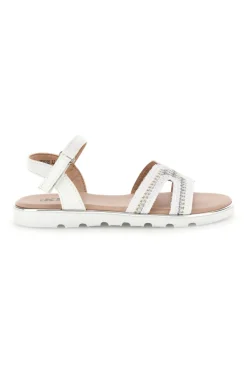 PITT KIDS Sandali bianchi con frontale intrecciato e dettagli argentati 392629S