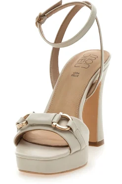 MON DIEU Sandali Bianchi con Plateau e Tacco Alto e Dettaglio Dorato B075Q82 BIANCO Hot