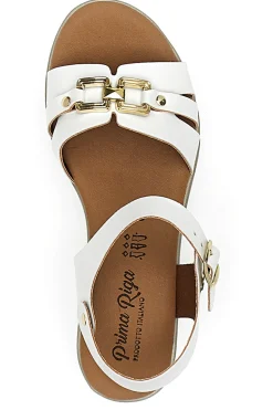 PRIMA RIGA Sandali bianchi con platform e fibbia dorata 5 Discount