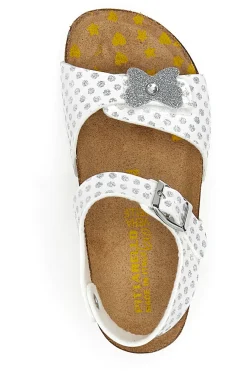 PITTARELLO Sandali Bianchi con Pois e Farfalla Argento Glitter Bio 257112