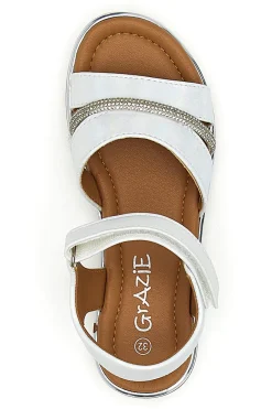GRAZIE GIRL Sandali Bianchi Con Strappo in Velcro Grazie 15025