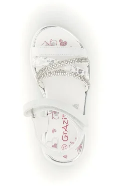 GRAZIE GIRL Sandali bianchi con strass e chiusura a strappo 15101