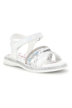 GRAZIE GIRL Sandali bianchi con strass e cinturino alla caviglia 14342