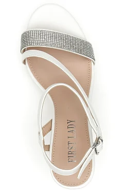 FIRST LADY Sandali Bianchi con Tacco Alto e Fascia con Glitter P542 BIANCO Best