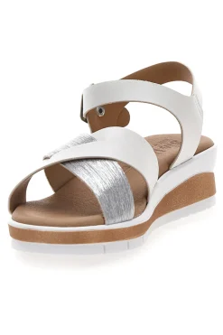 BIO UP Sandali bianchi e argento con plantare comfort 2
