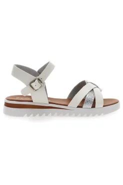 PLOCADI Sandali Bianchi e Argento con Fasce Incrociate e Cinturino 003 BIANCO/ARGENTO Online